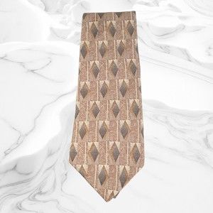 Stafford Executive 100% Silk Wide Neck Tie 59" x 4"  Brown/Gold/Green